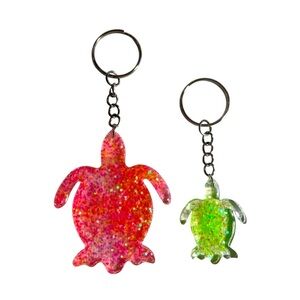 Handmade Resin Turtle Keychain Set of 2